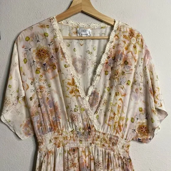 Johnny Was Floral Midi Dress in Blush Pink, Cream and Gold - Picture 3 of 9